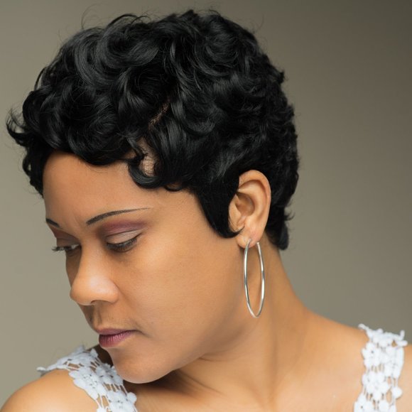 Wavy Curly Pixie w/ Lace Parting - Picture 2 of 8